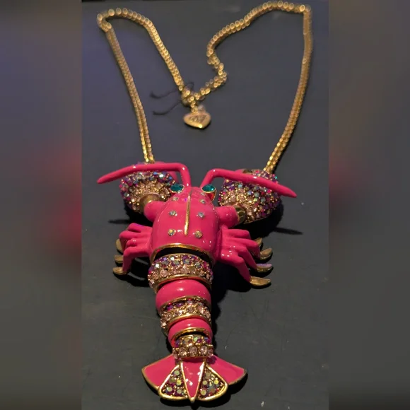 Betsey Johnson Pink and Gold Lobster Necklace - Picture 12 of 14